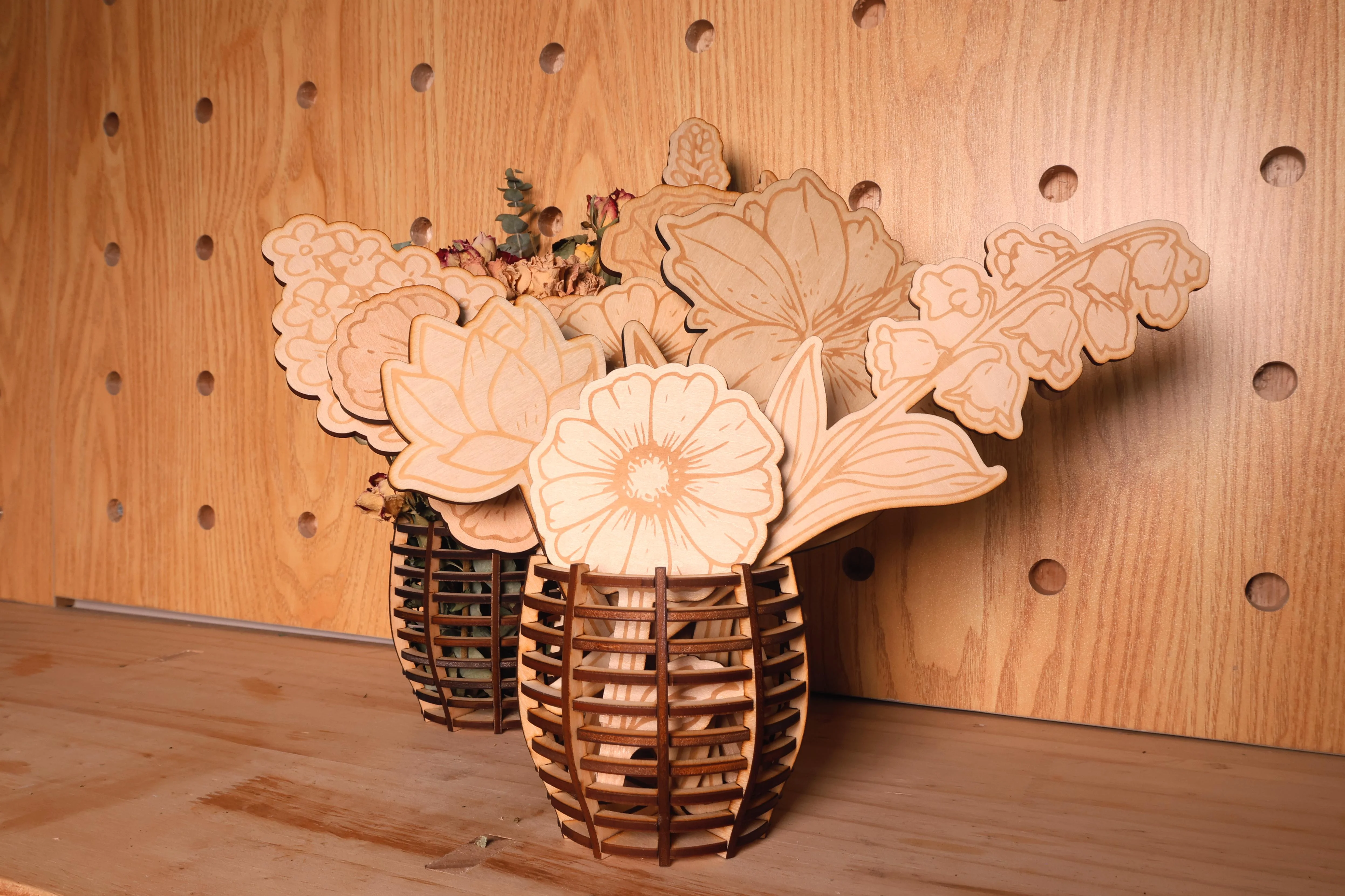 Holz blume & Vase