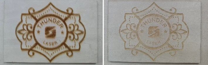 Gravur ergebnisse mit schmalen und breiten Düsen