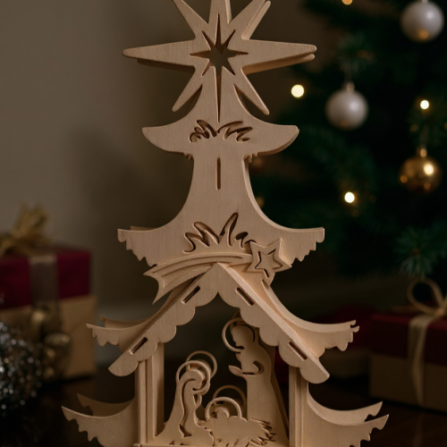 Laser geschnittenes hölzernes Weihnachts baum design