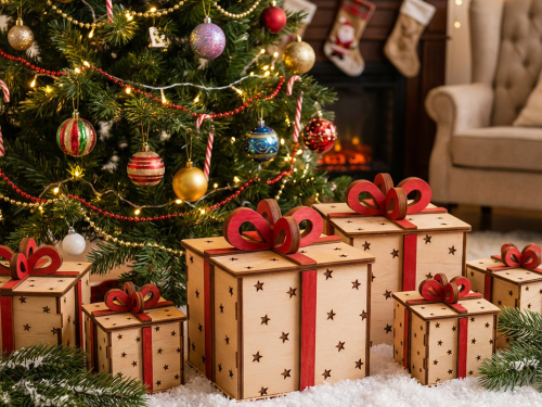 Laser geschnittene Weihnachts geschenk box aus Holz