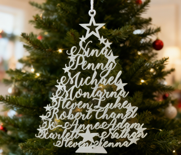 Laser geschnittener Familienname Weihnachts schmuck