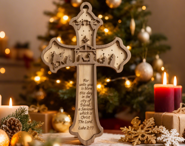 Jesus Themen Weihnachts schmuck mit Donner Laser Bolt gemacht