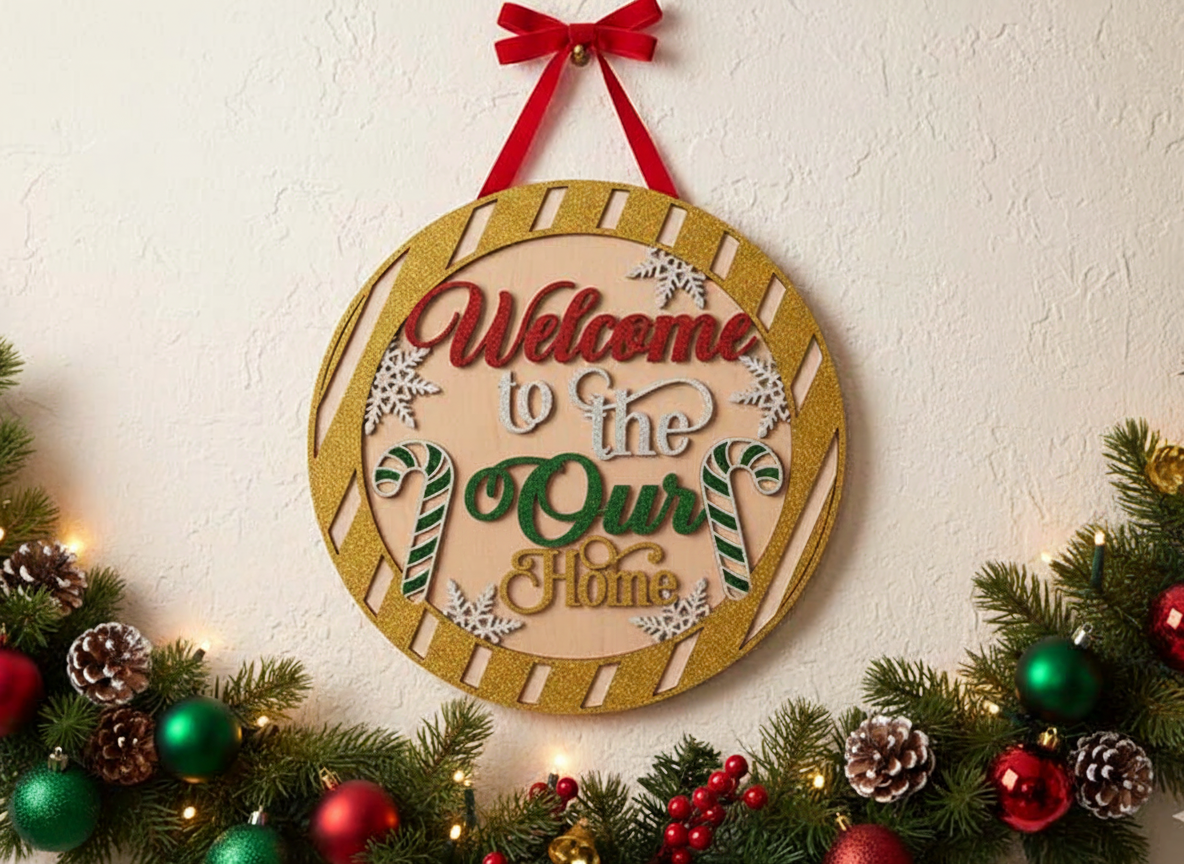 Laser geschnittenes Weihnachts tür schild
