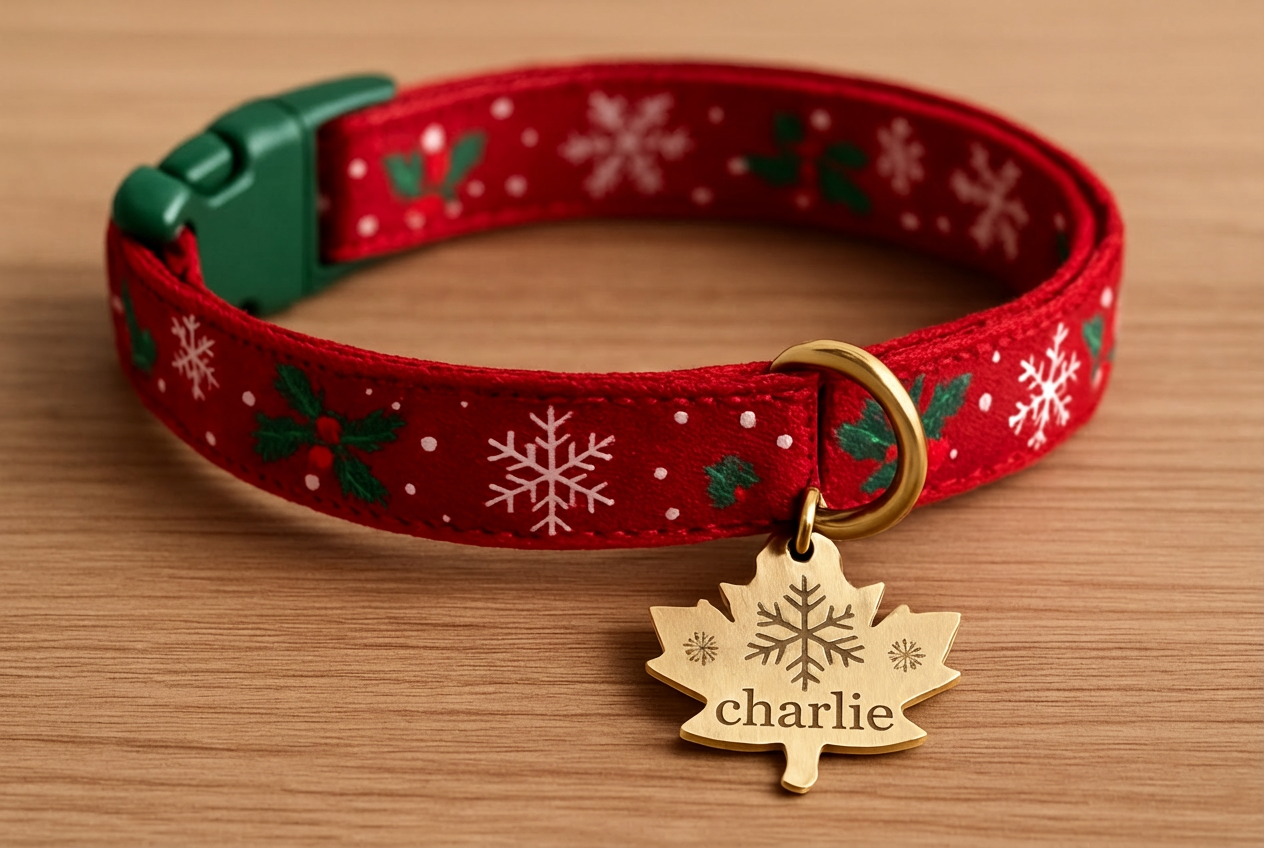 Weihnachts haustier halsband mit Namensschild