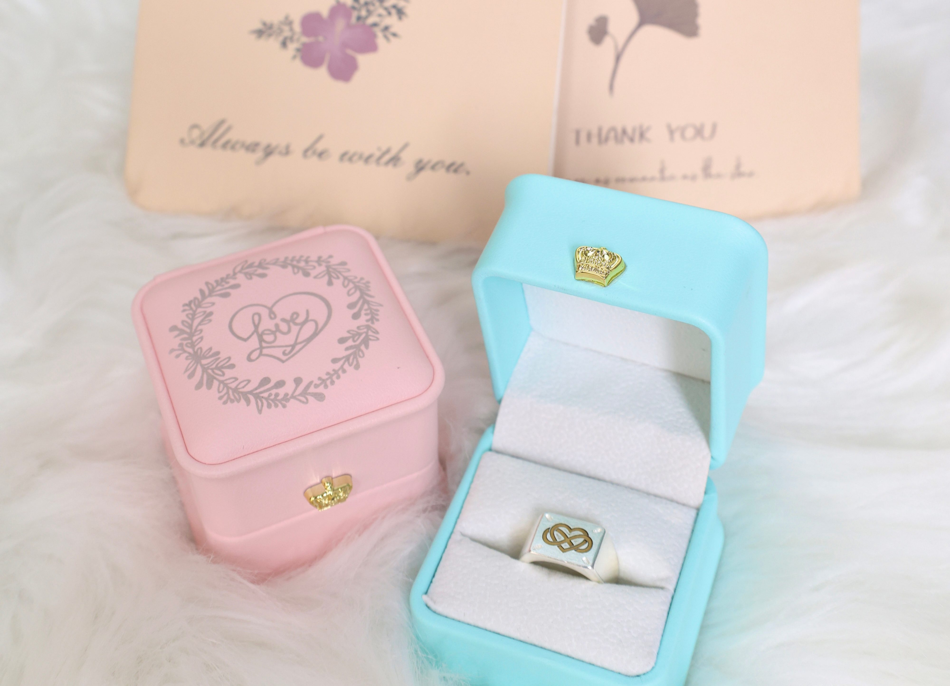 laser mark leather ring box