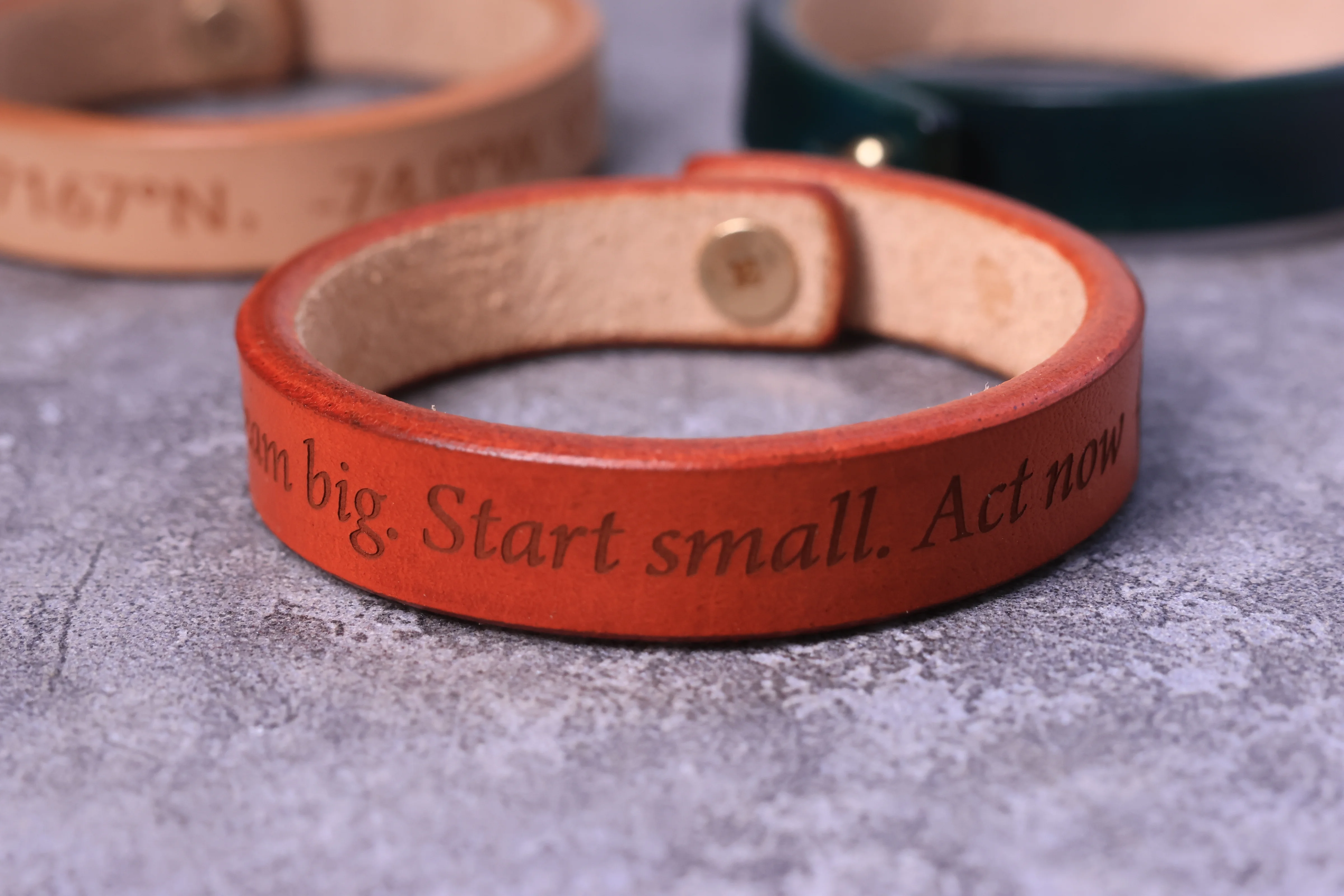 laser engraved leather bracelet